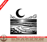 Crescent Waves Beach SVG